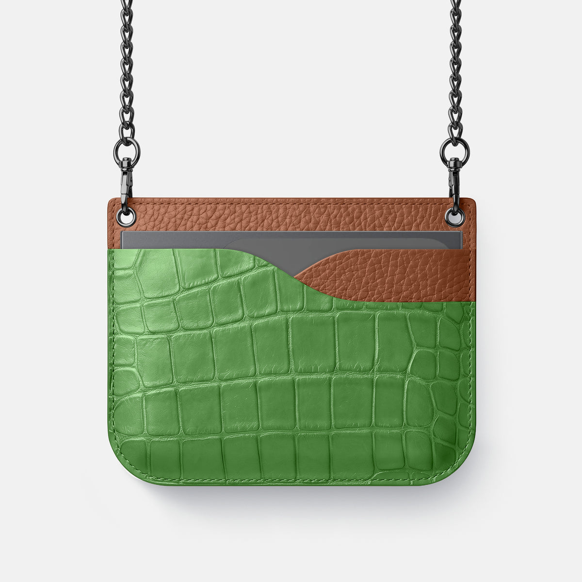 Wide Crossbody Case For iPhone Ultra In Alligator -1 | Apple-Green-Black