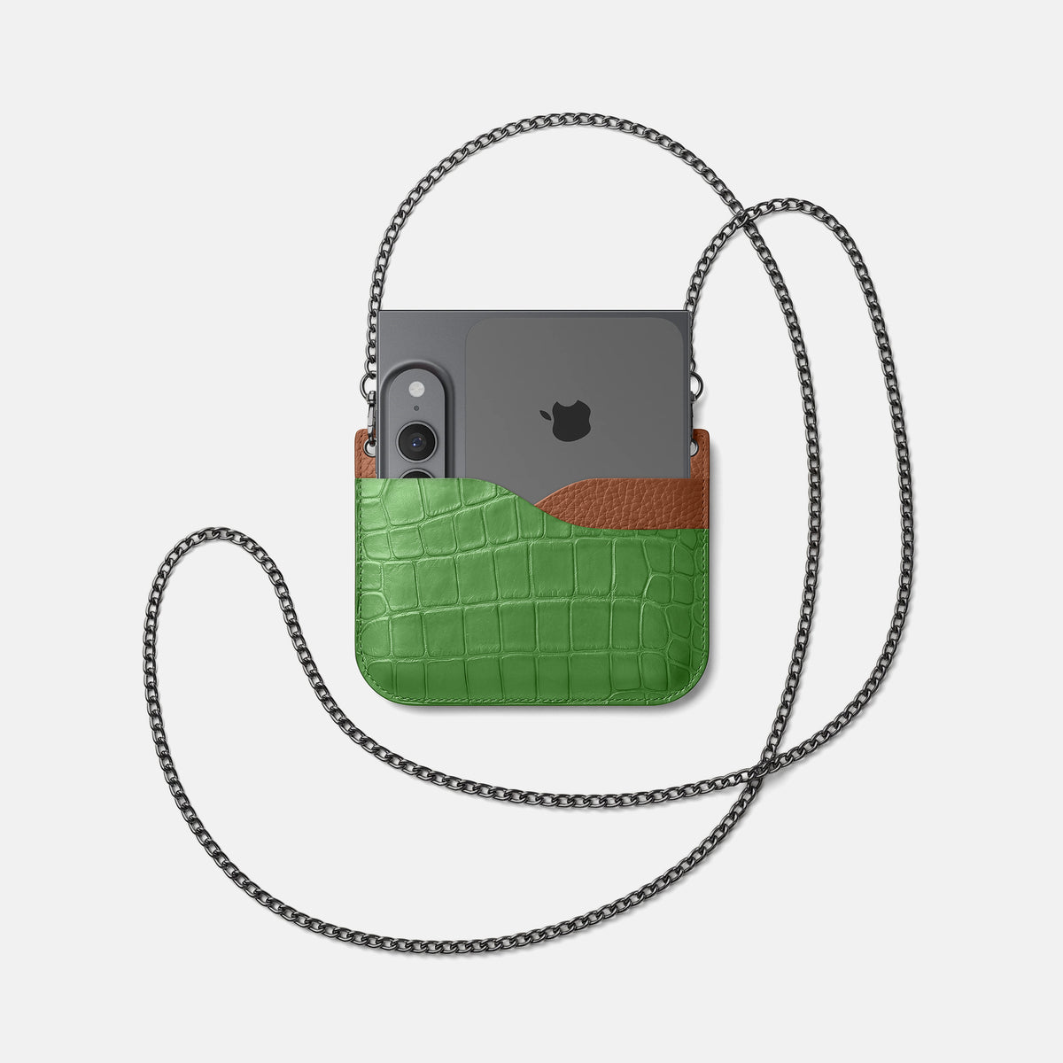Wide Crossbody Case For iPhone Ultra In Alligator -4 | Apple-Green-Black