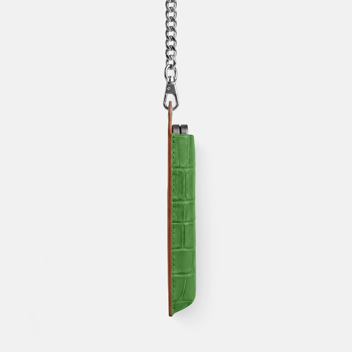 Wide Crossbody Case For iPhone Ultra In Alligator -2 | Apple-Green-Steel