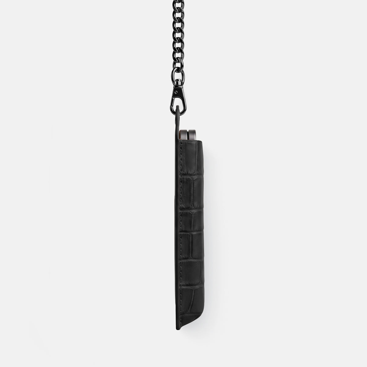 Wide Crossbody Case For iPhone Ultra In Alligator -2 | Black-Black