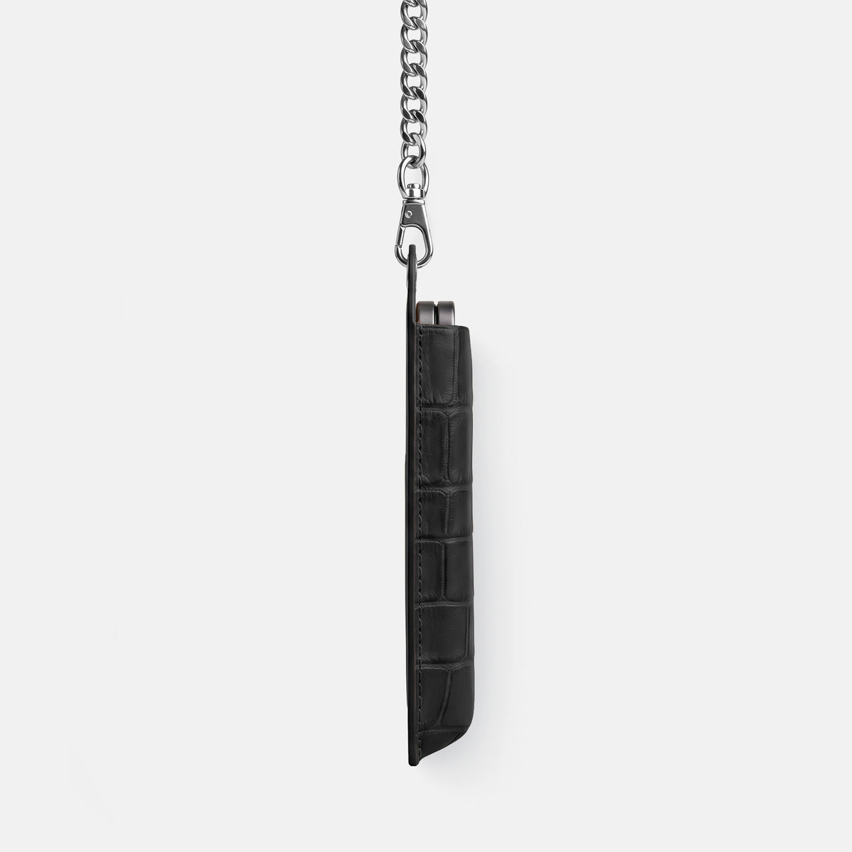 Wide Crossbody Case For iPhone Ultra In Alligator -2 | Black-Steel