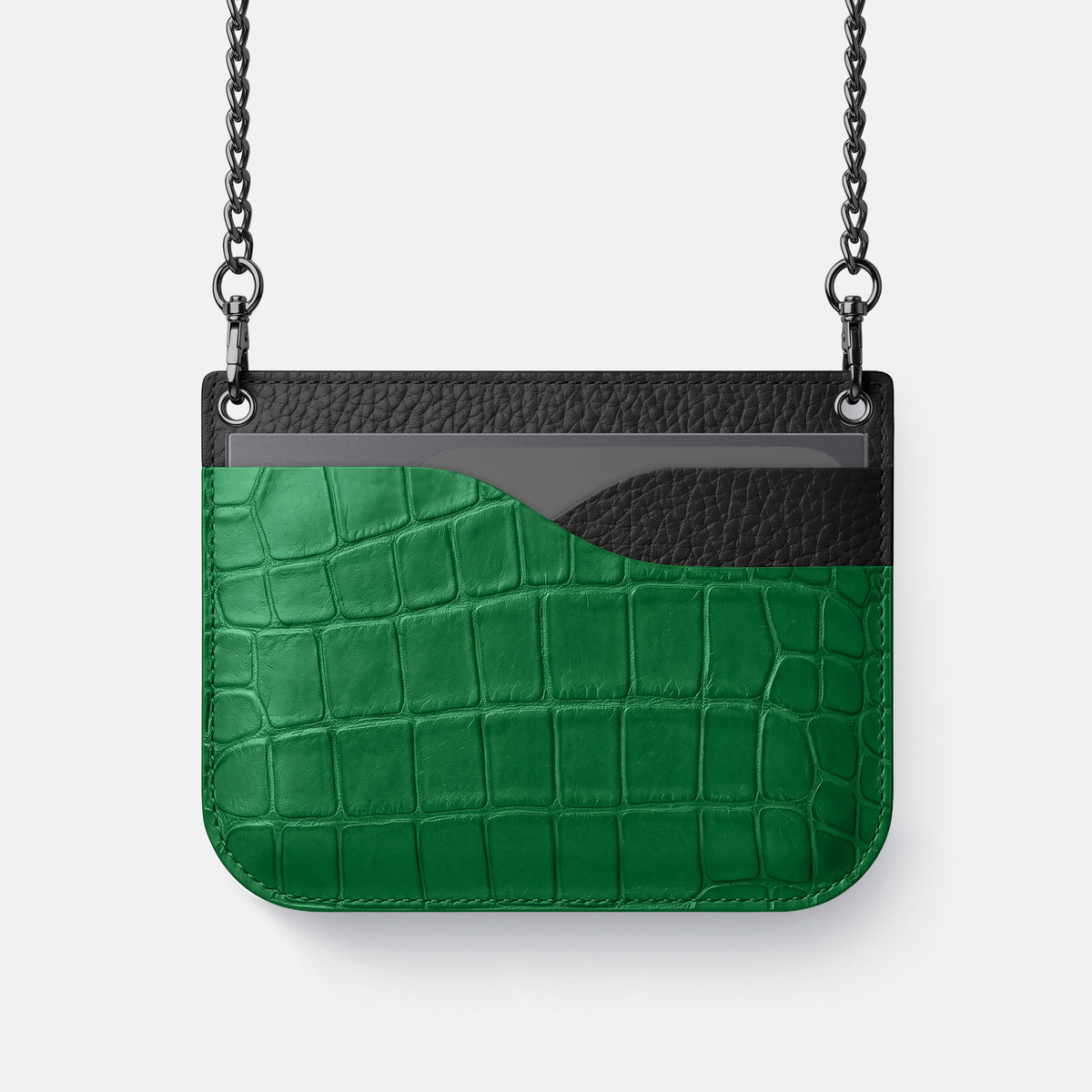 Wide Crossbody Case For iPhone Ultra In Alligator -1 | Forest-Green-Black
