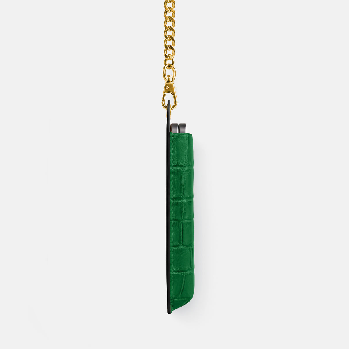 Wide Crossbody Case For iPhone Ultra In Alligator -2 | Forest-Green-Gold