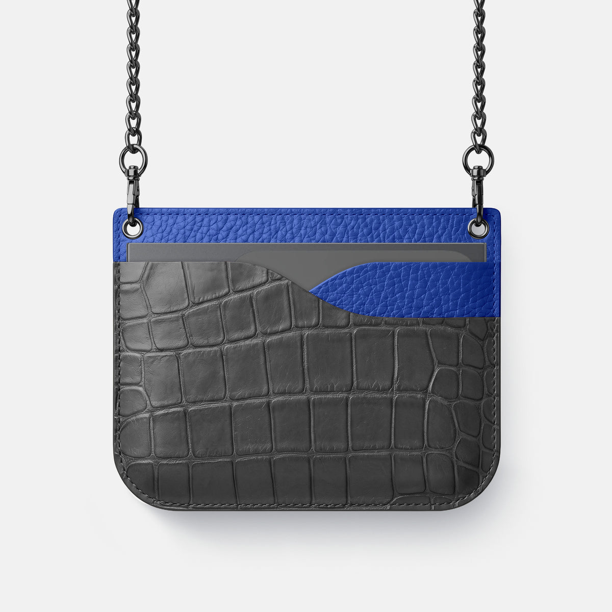 Wide Crossbody Case For iPhone Ultra In Alligator -1 | Grey-Black