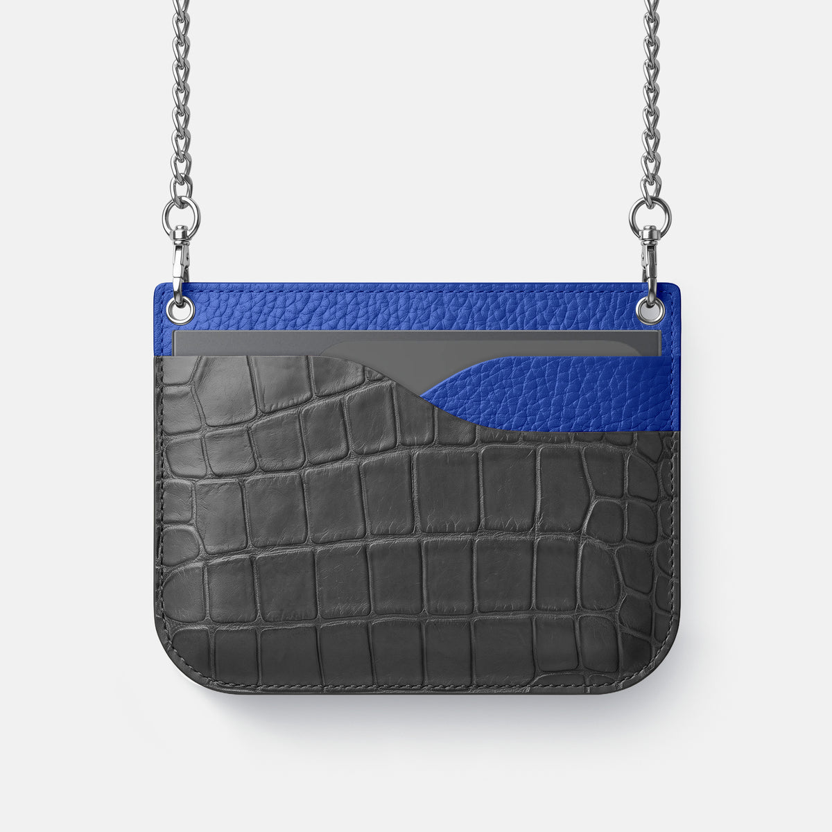 Wide Crossbody Case For iPhone Ultra In Alligator -1 | Grey-Steel