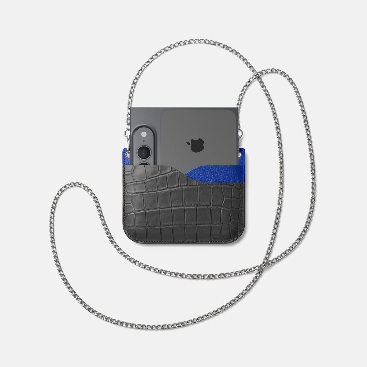 Wide Crossbody Case For iPhone Ultra In Alligator -4 | Grey-Steel