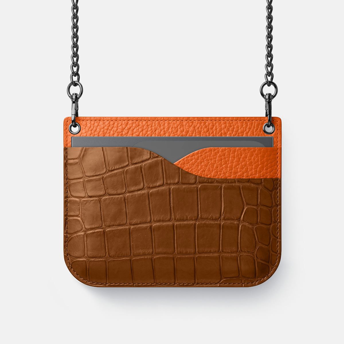 Wide Crossbody Case For iPhone Ultra In Alligator -1 | Honey-Black