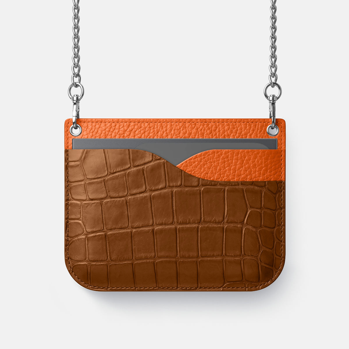 Wide Crossbody Case For iPhone Ultra In Alligator -1 | Honey-Steel