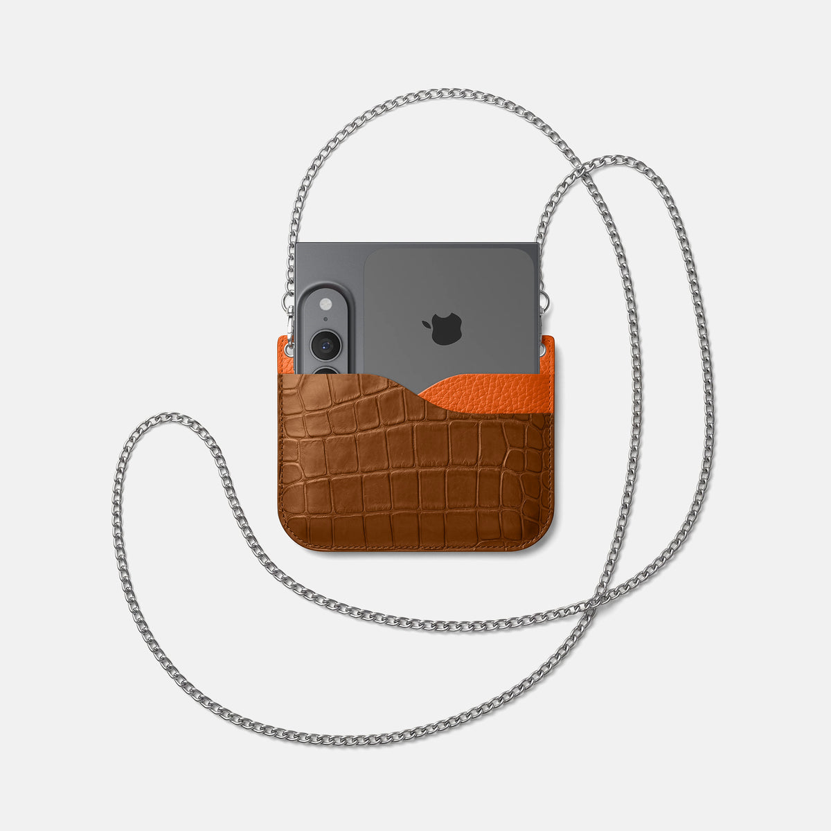 Wide Crossbody Case For iPhone Ultra In Alligator -4 | Honey-Steel