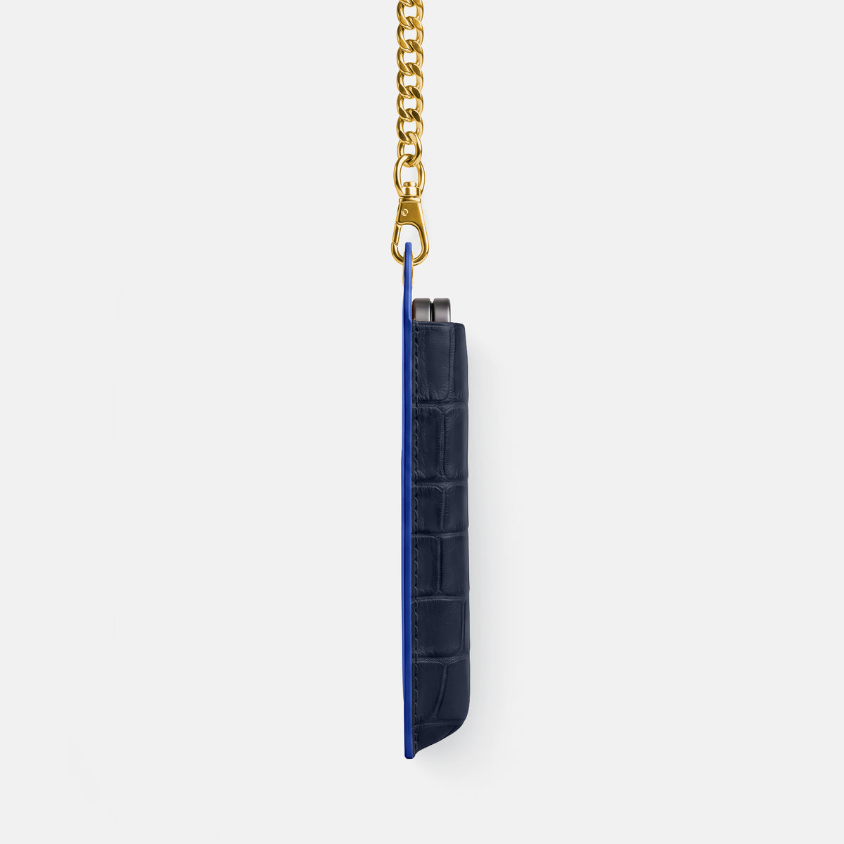 Wide Crossbody Case For iPhone Ultra In Alligator -2 | Navy-Blue-Gold