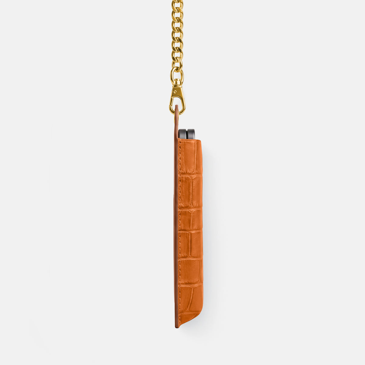 Wide Crossbody Case For iPhone Ultra In Alligator -2 | Orange-Gold