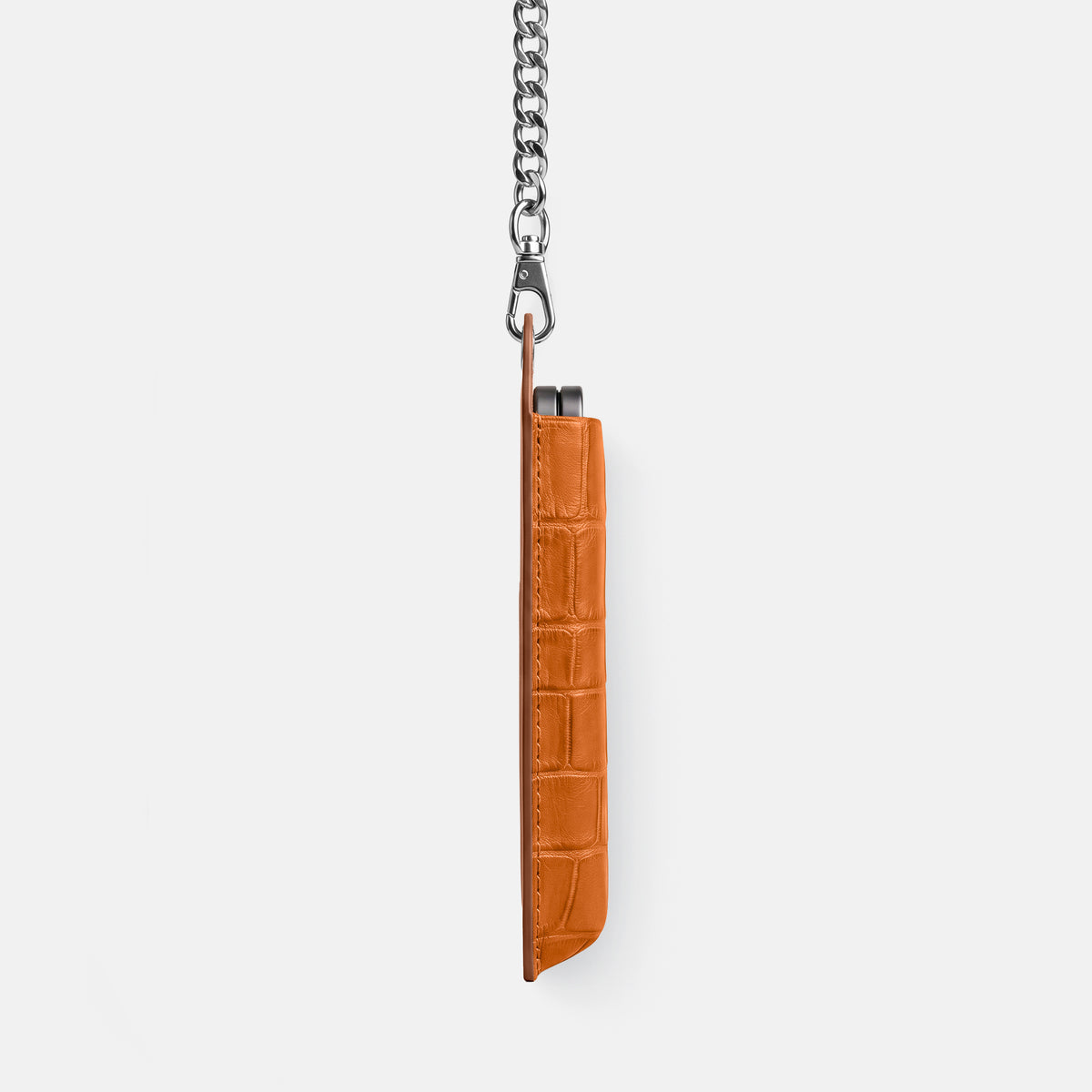 Wide Crossbody Case For iPhone Ultra In Alligator -2 | Orange-Steel