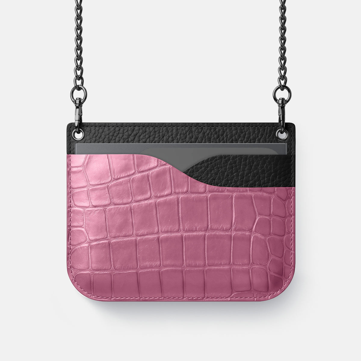 Wide Crossbody Case For iPhone Ultra In Alligator -1 | Pink-Lagoon-Black