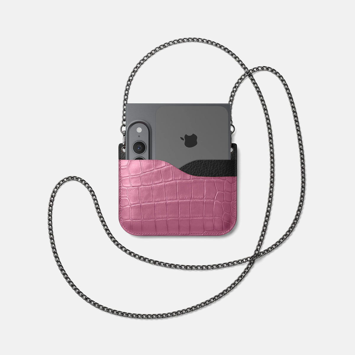 Wide Crossbody Case For iPhone Ultra In Alligator -4 | Pink-Lagoon-Black