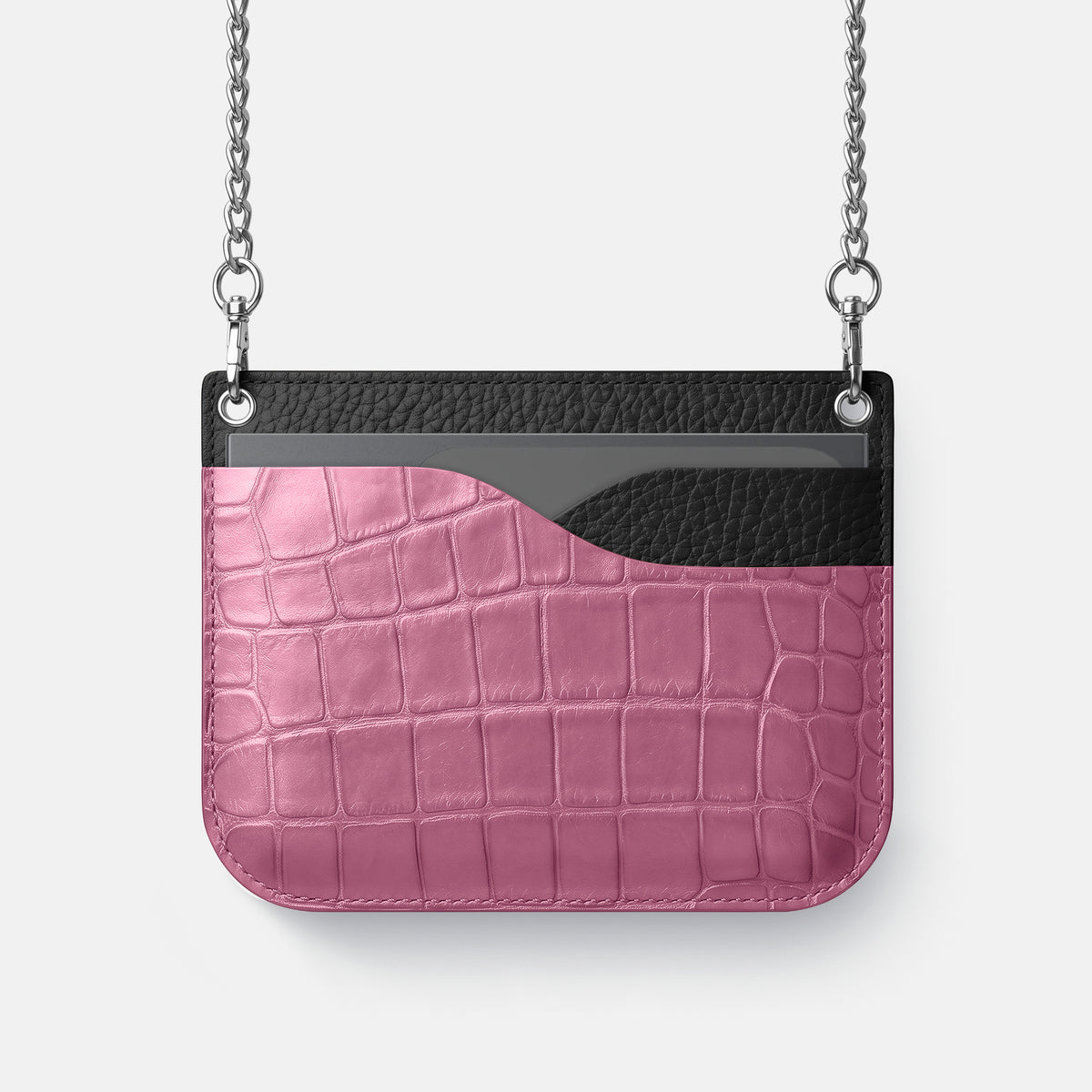 Wide Crossbody Case For iPhone Ultra In Alligator -1 | Pink-Lagoon-Steel