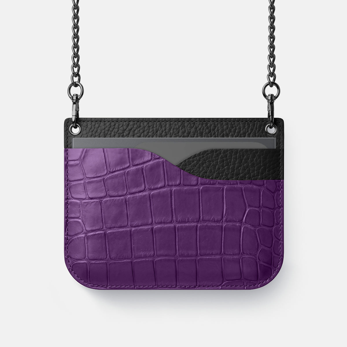 Wide Crossbody Case For iPhone Ultra In Alligator -1 | Purple-Black