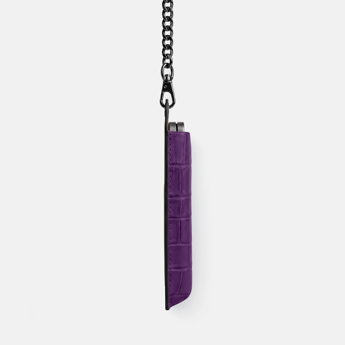 Wide Crossbody Case For iPhone Ultra In Alligator -2 | Purple-Black