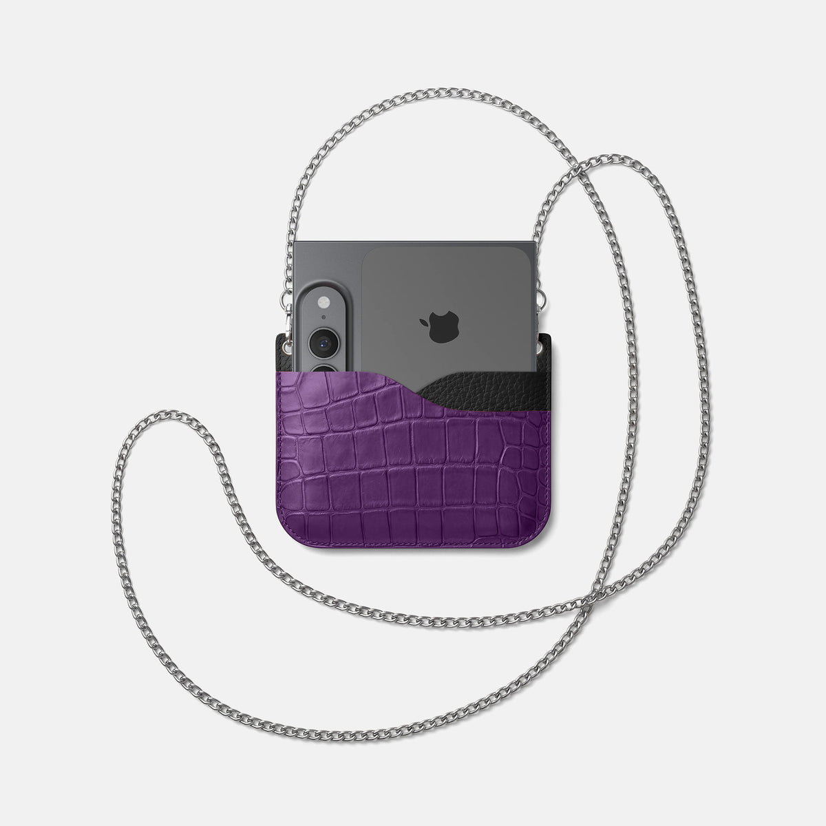 Wide Crossbody Case For iPhone Ultra In Alligator -4 | Purple-Steel