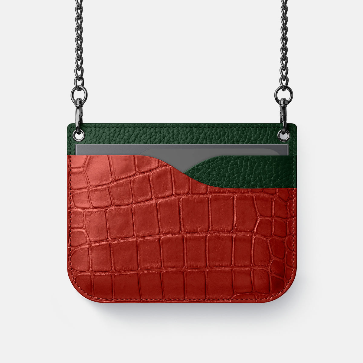 Wide Crossbody Case For iPhone Ultra In Alligator -1 | Red-Black