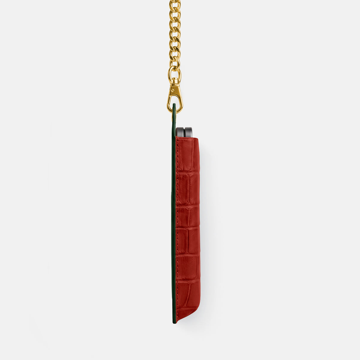 Wide Crossbody Case For iPhone Ultra In Alligator -2 | Red-Gold