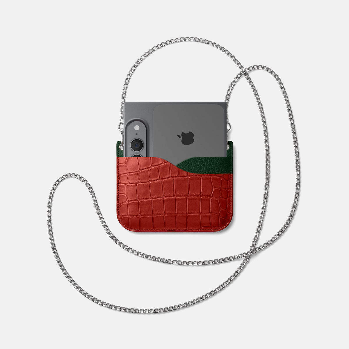 Wide Crossbody Case For iPhone Ultra In Alligator -4 | Red-Steel