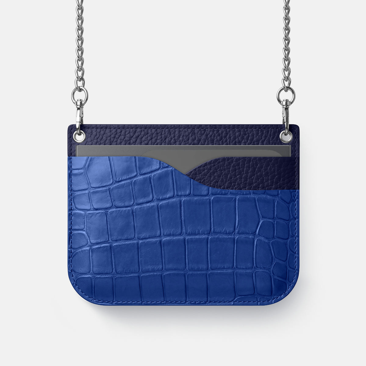 Wide Crossbody Case For iPhone Ultra In Alligator -1 | Royal-Blue-Steel