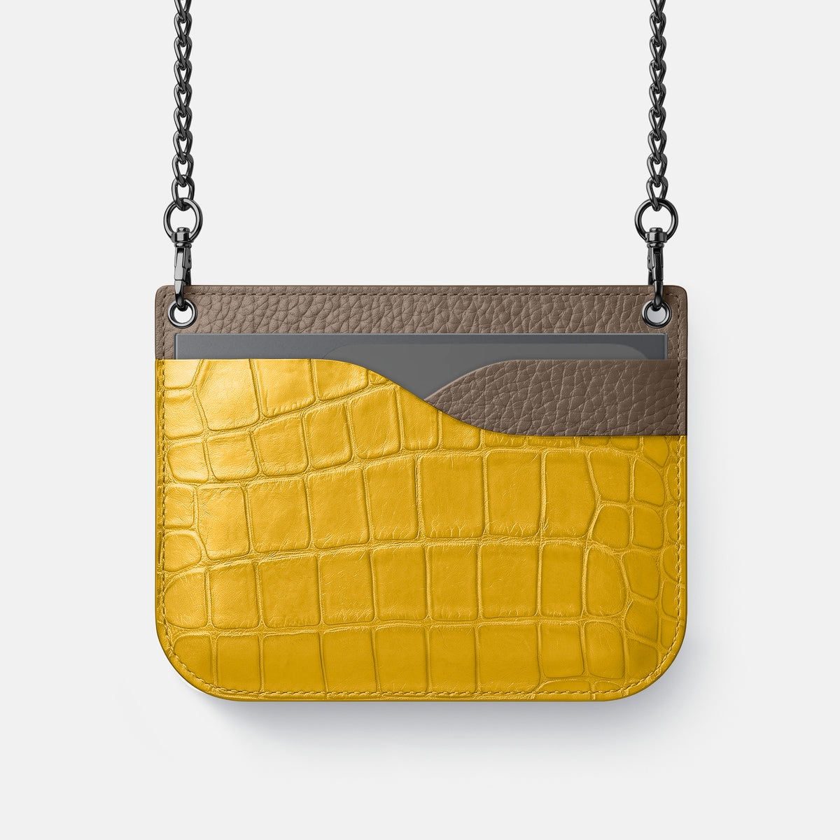 Wide Crossbody Case For iPhone Ultra In Alligator -1 | Yellow-Black