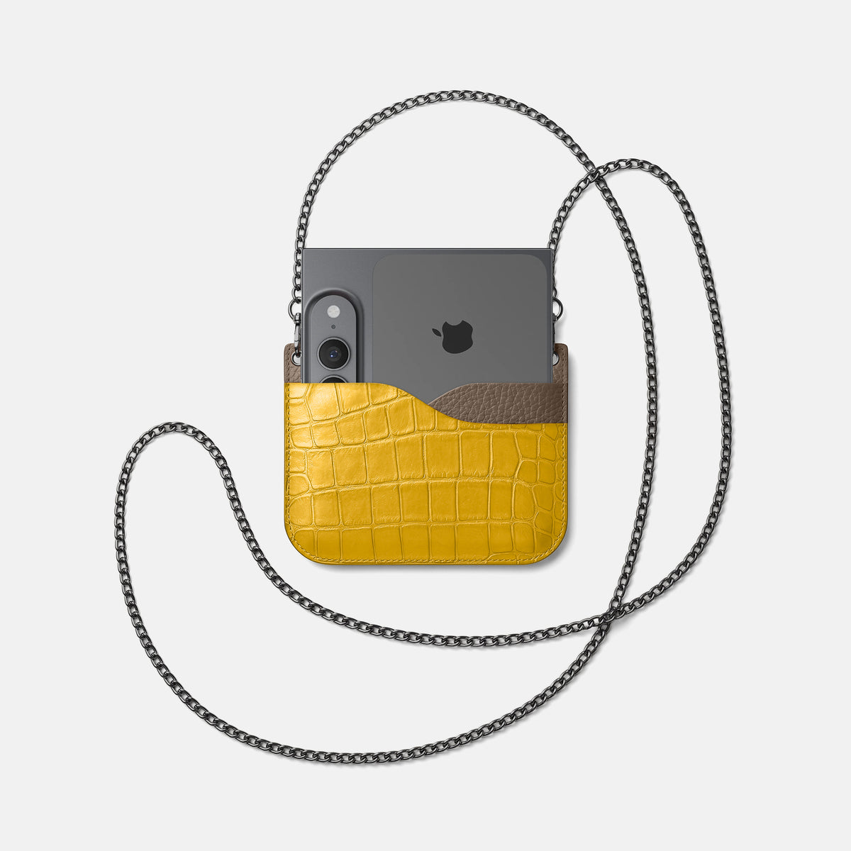 Wide Crossbody Case For iPhone Ultra In Alligator -4 | Yellow-Black