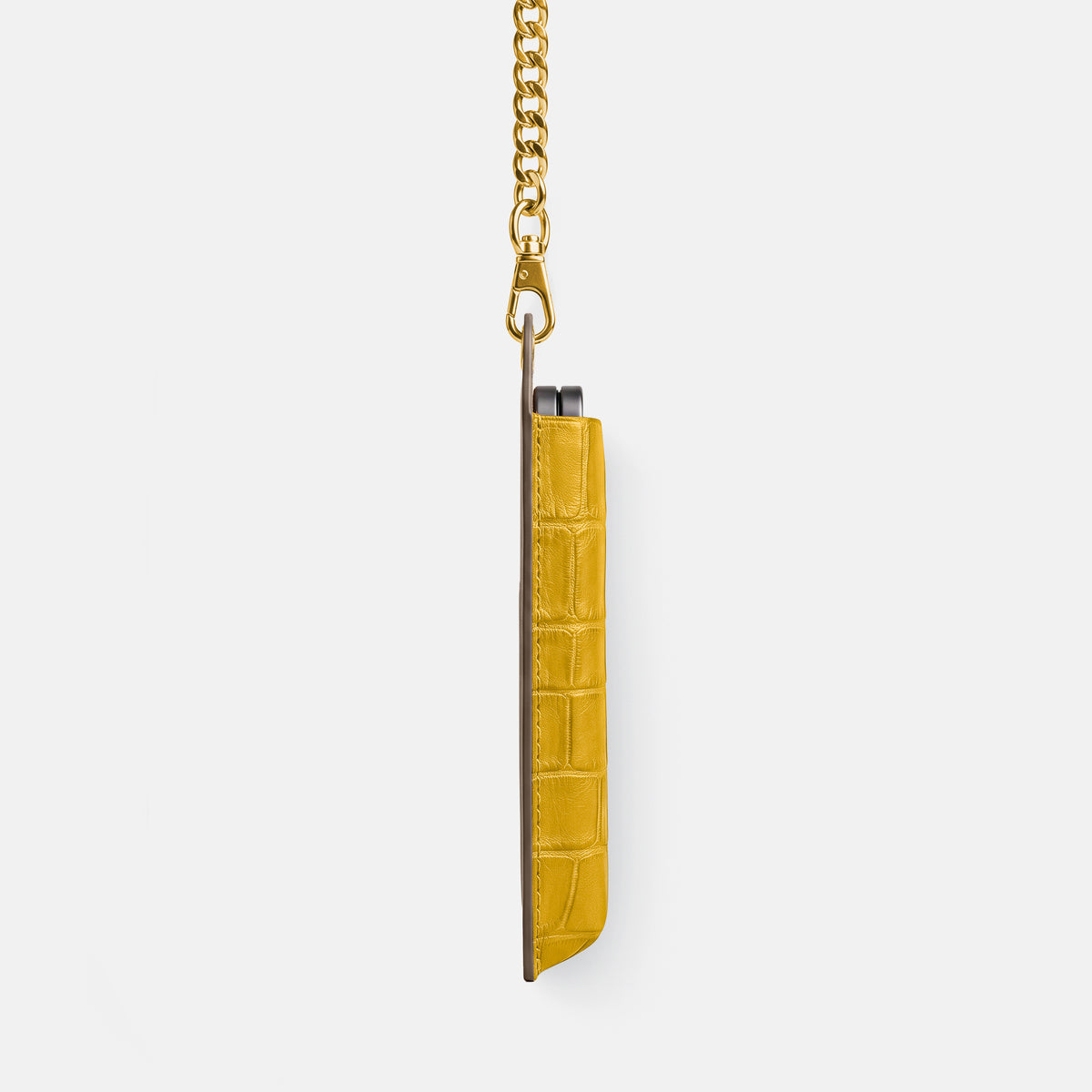 Wide Crossbody Case For iPhone Ultra In Alligator -2 | Yellow-Gold