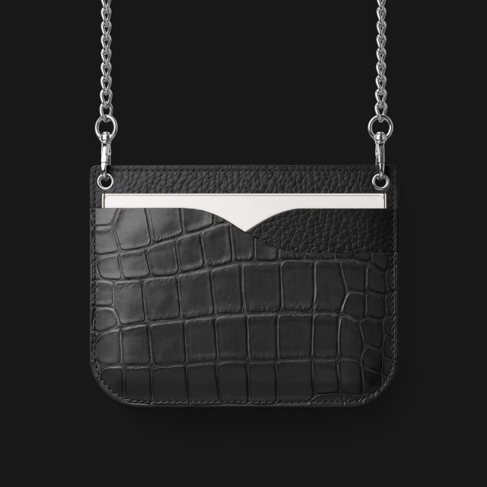 Wide Crossbody Case Edition Black For iPhone Duo In Alligator -1 | Edition Black-Steel