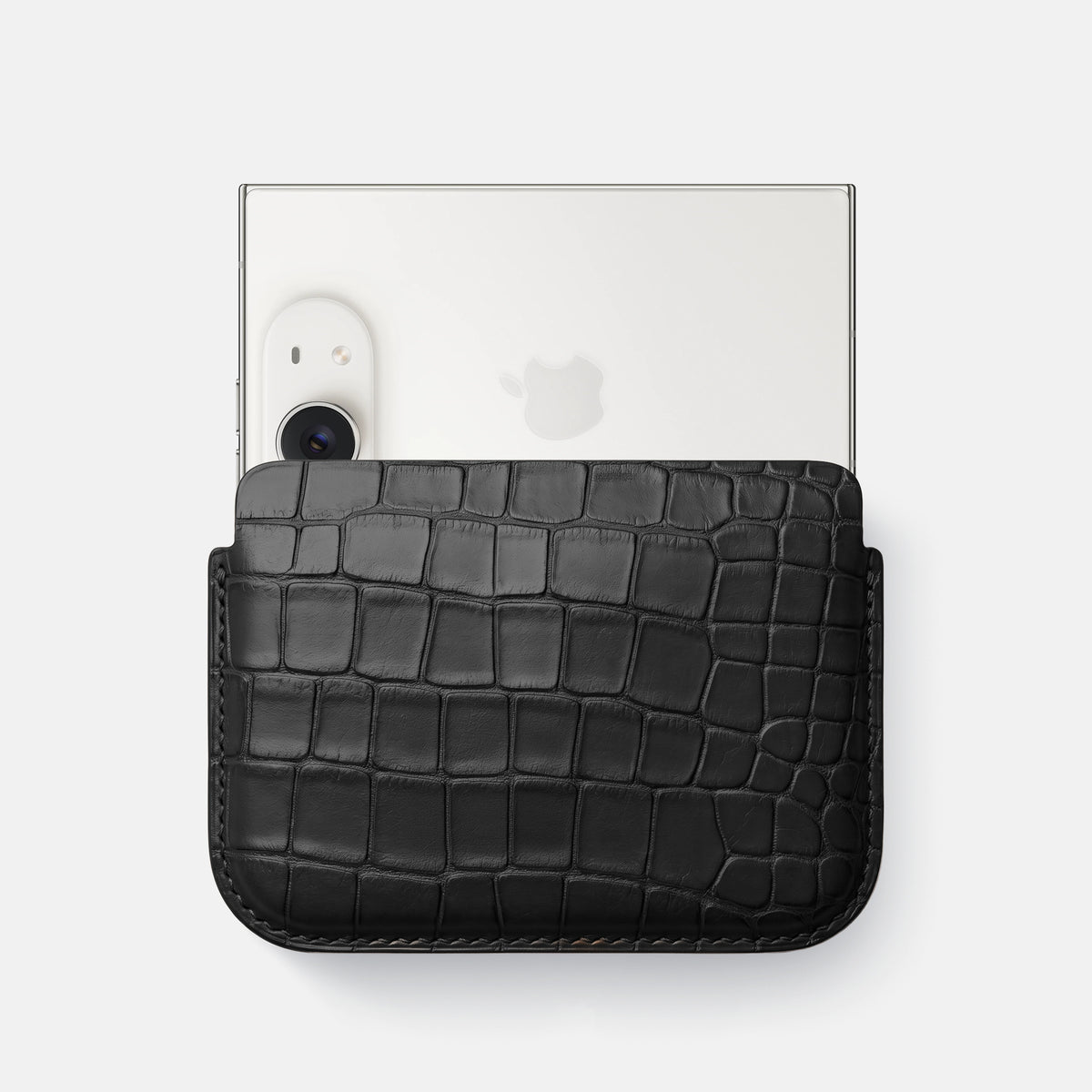 Wide Pouch Case For iPhone Duo In Alligator -1 | Black