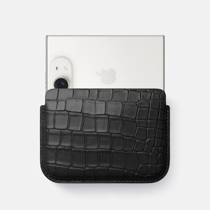 Wide Pouch Case For iPhone Duo In Alligator -1 | Black