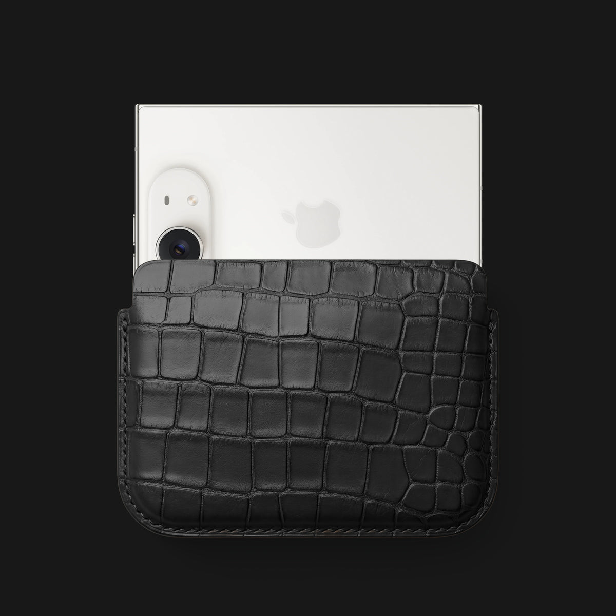 Wide Pouch Case 1/1 Edition Black For iPhone Duo In Alligator -1 | Edition Black