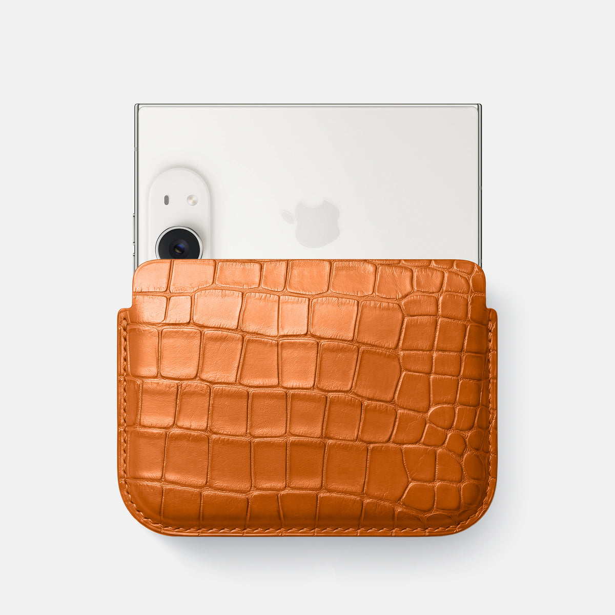 Wide Pouch Case For iPhone Duo In Alligator -1 | Orange