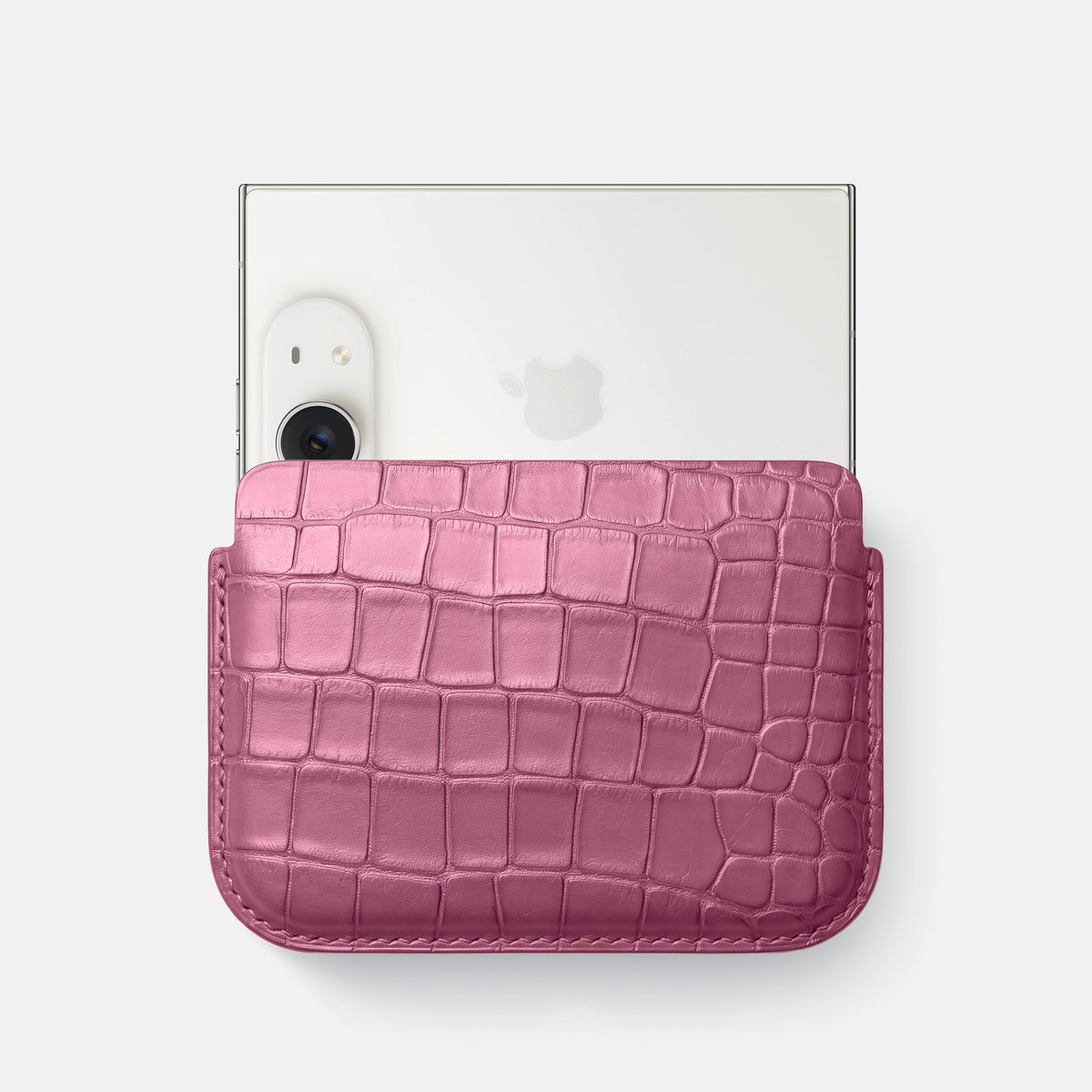 Wide Pouch Case For iPhone Duo In Alligator -1 | Pink-Lagoon