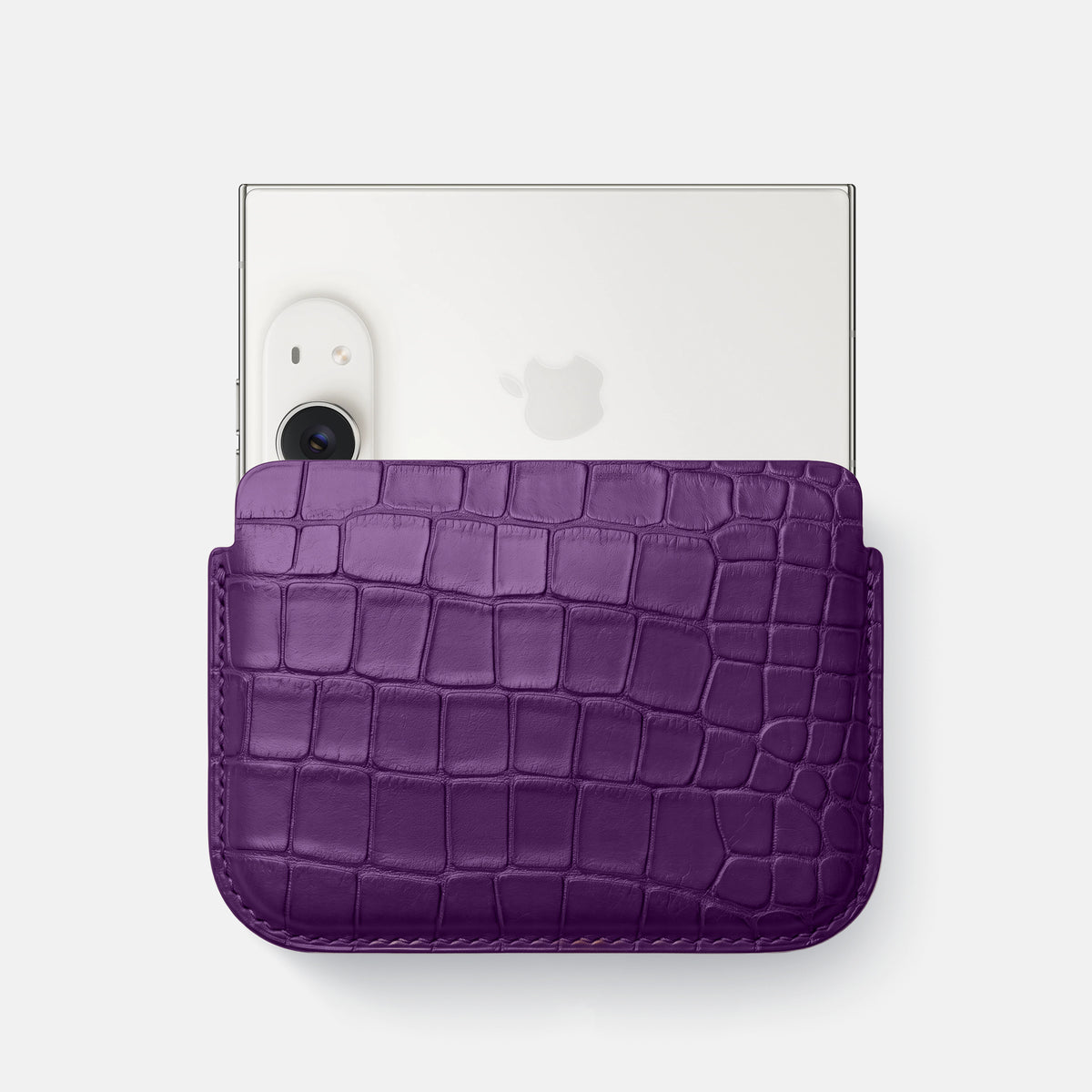 Wide Pouch Case For iPhone Duo In Alligator -1 | Purple