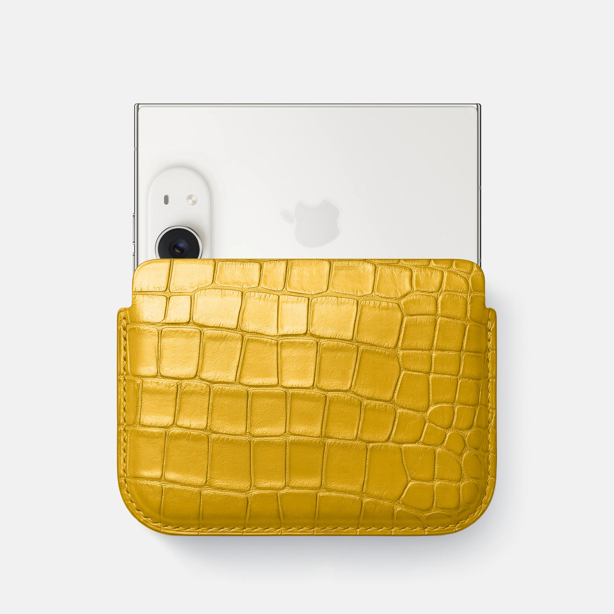 Wide Pouch Case For iPhone Duo In Alligator -1 | Yellow