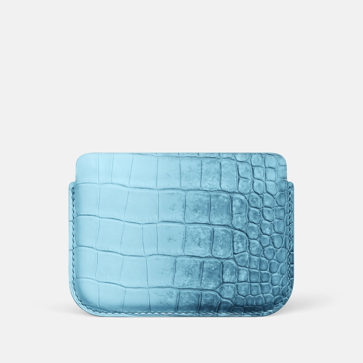 Wide Pouch Case For iPhone Duo In Himalayan Crocodile -3 | Ice-Blue