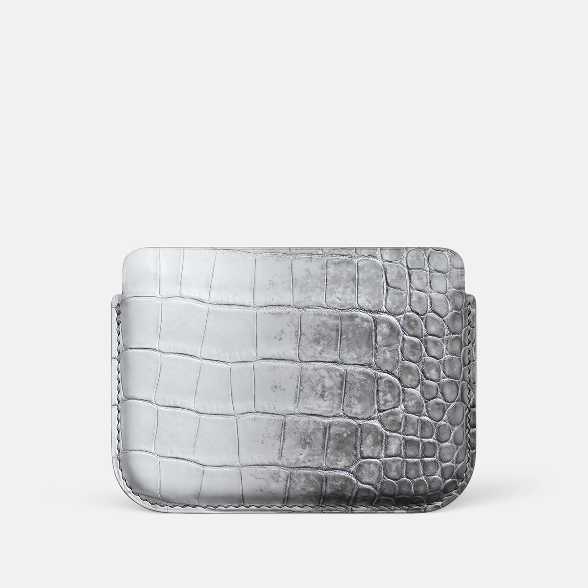 Wide Crossbody Case For iPhone Duo In Himalayan Crocodile -3 | Silver