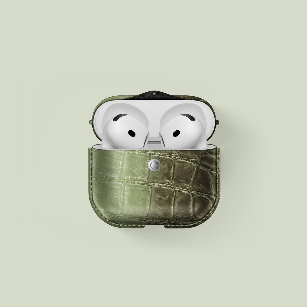 Cover Celadon Green For AirPods (4th gen) In Himalayan Crocodile -1 | Celadon-Green