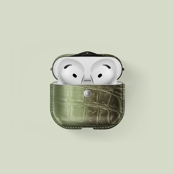 Cover Celadon Green For AirPods (4th gen) In Himalayan Crocodile -1 | Celadon-Green