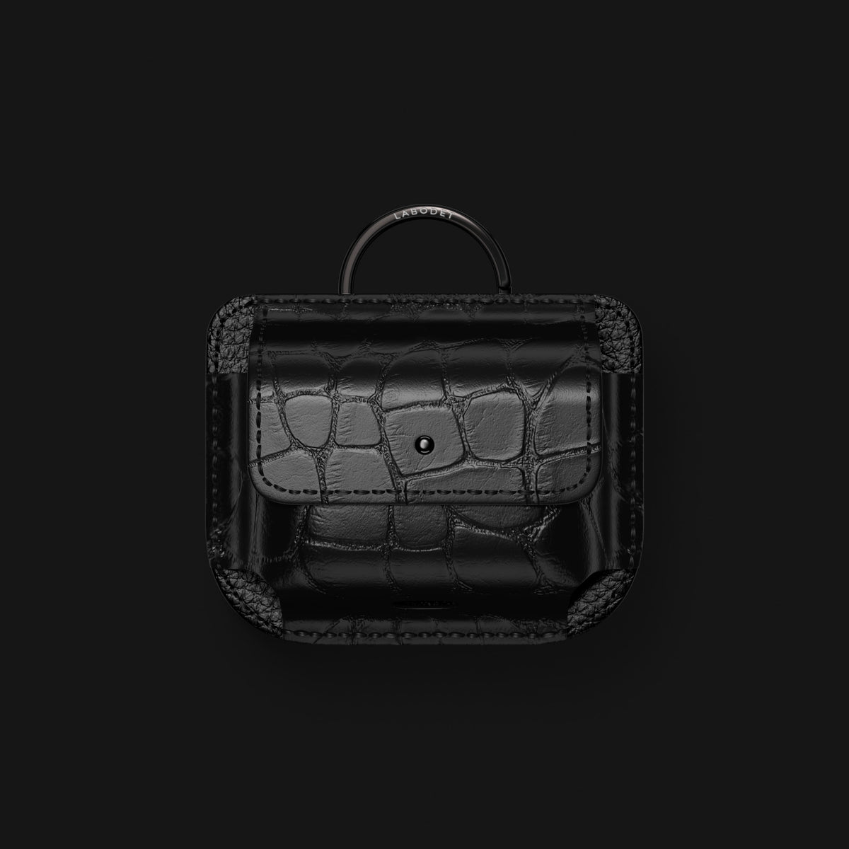 Pouch Edition Black For AirPods Pro 3 In Alligator with Black Metal -2 | Edition-Black-Black