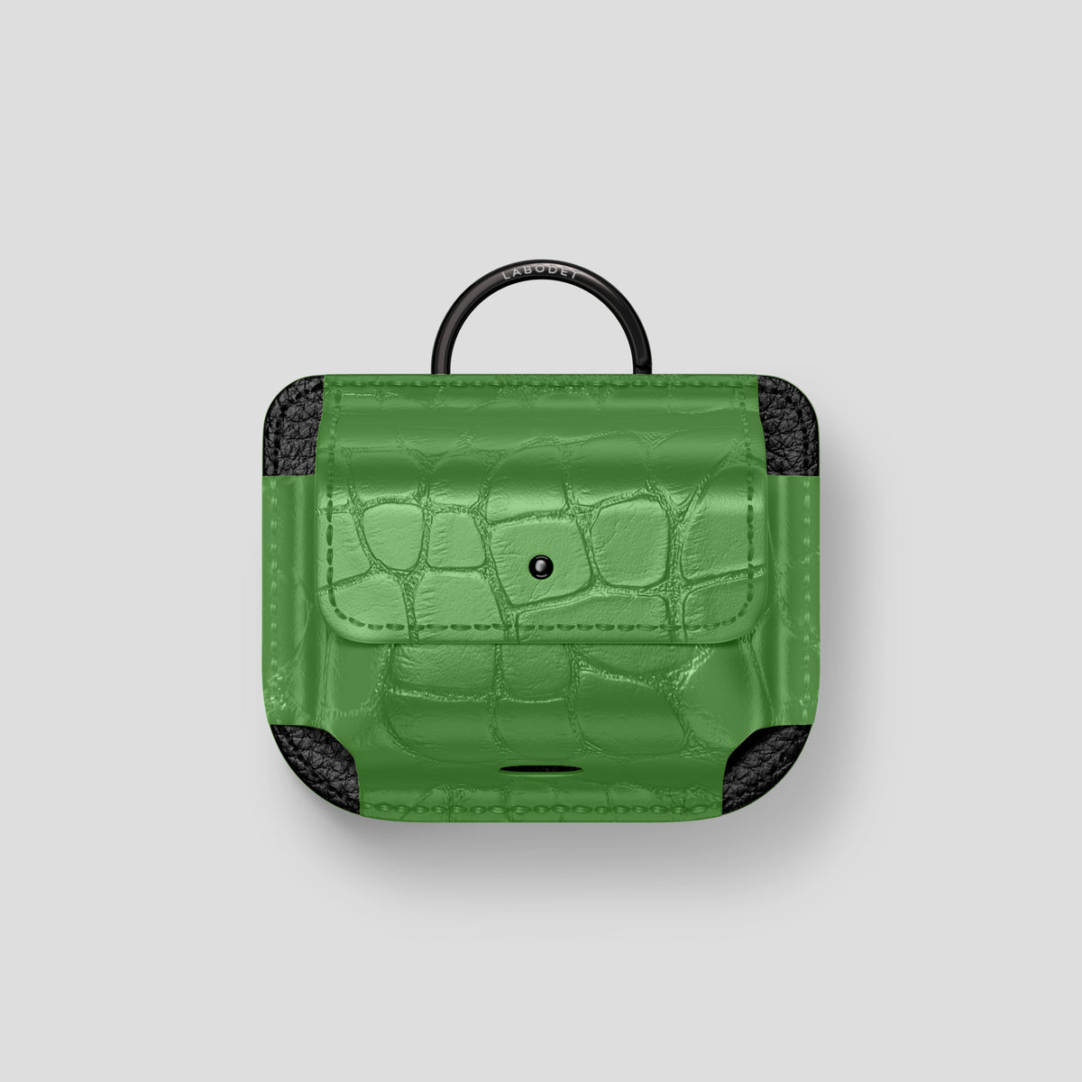 Apple-Green AirPods (4th gen) Pouch In Alligator with Black Metal -1 | Apple-Green-Black