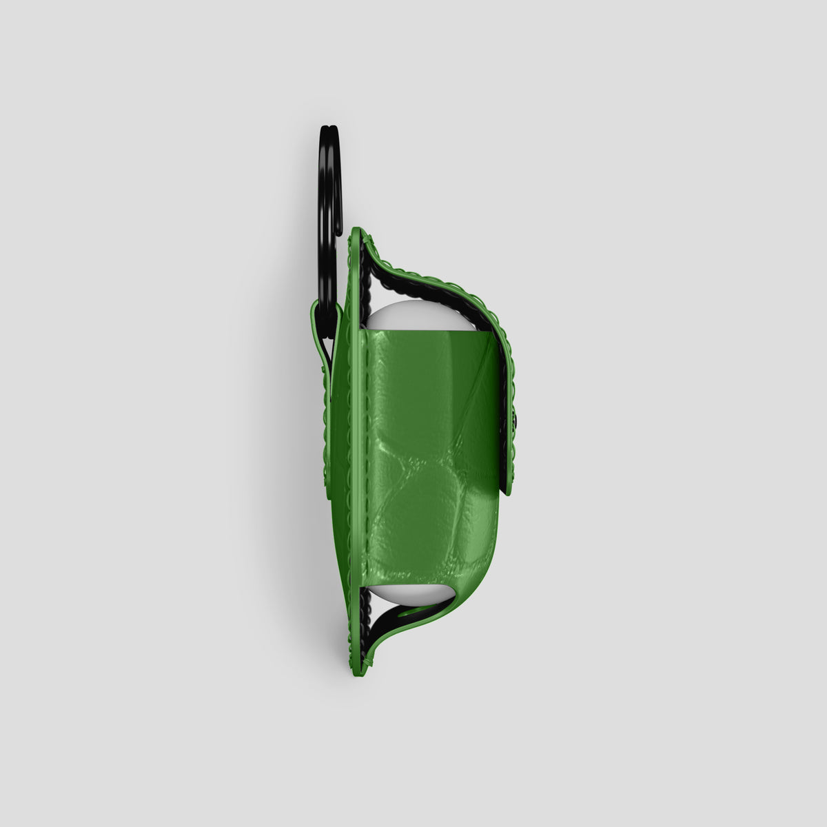 Apple-Green AirPods (4th gen) Pouch In Alligator with Black Metal -4 | Apple-Green-Black