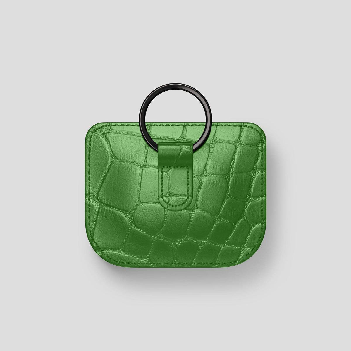 Apple-Green AirPods Pro (1st gen) Pouch Alligator with Black Metal -5 | Apple-Green-Black