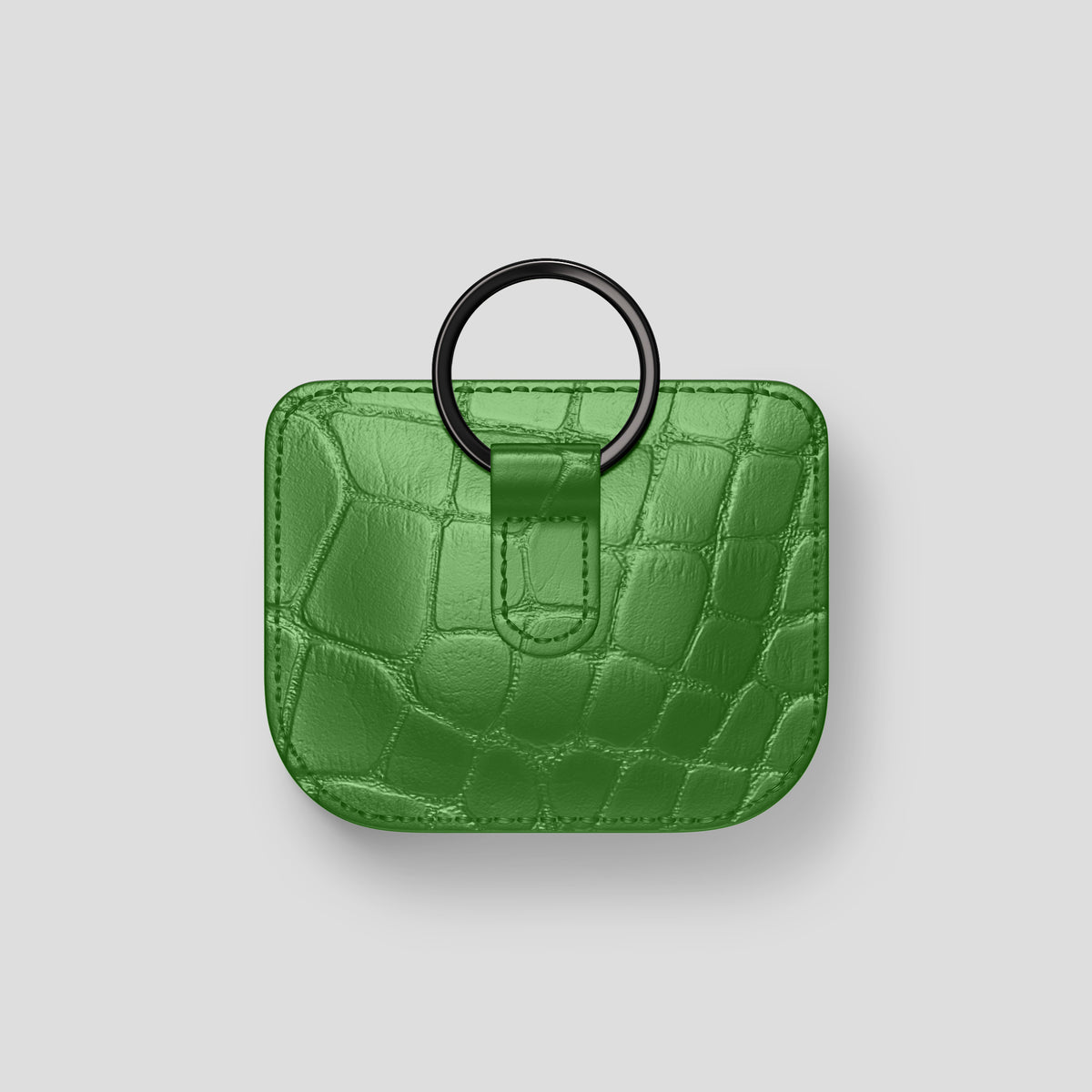 Apple-Green AirPods (4th gen) Pouch In Alligator with Black Metal -5 | Apple-Green-Black