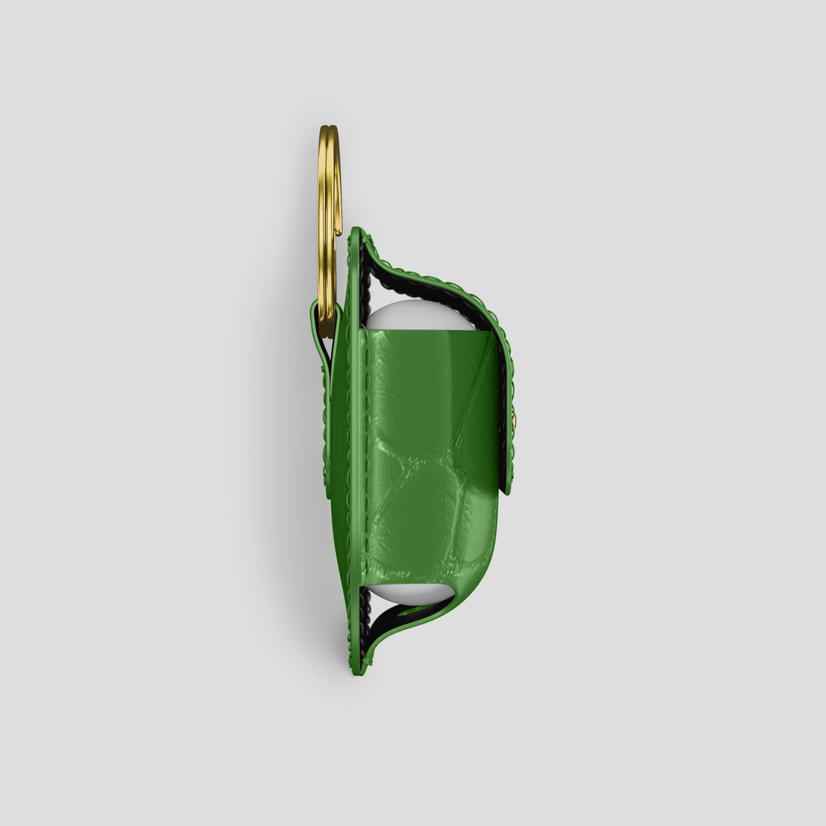 Apple-Green AirPods (4th gen) Pouch In Alligator with Gold Metal -4 | Apple-Green-Gold