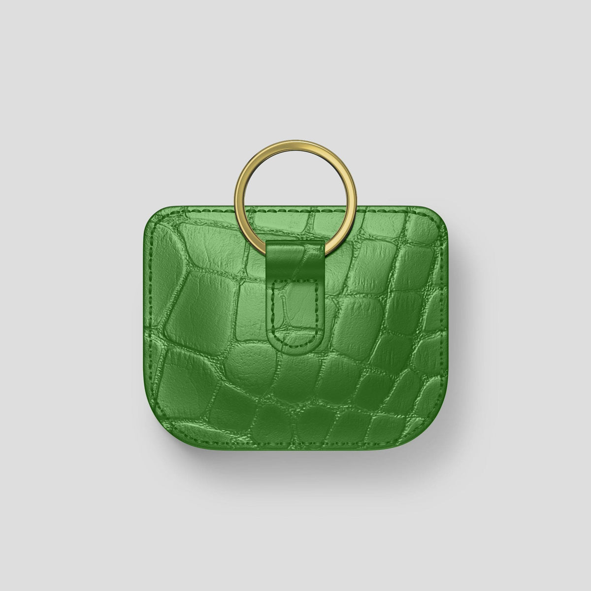 Apple-Green AirPods Pro (1st gen) Pouch Alligator with Gold Metal -5 | Apple-Green-Gold