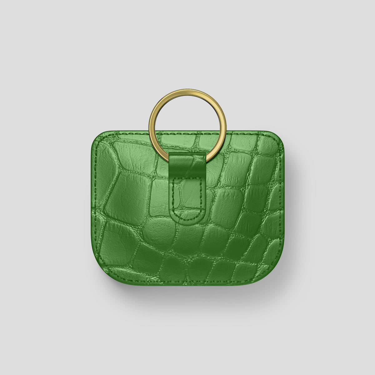 Apple-Green AirPods (4th gen) Pouch In Alligator with Gold Metal -5 | Apple-Green-Gold
