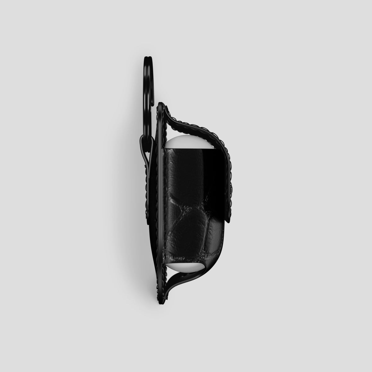 Black AirPods (4th gen) Pouch In Alligator with Black Metal -4 | Black-Black